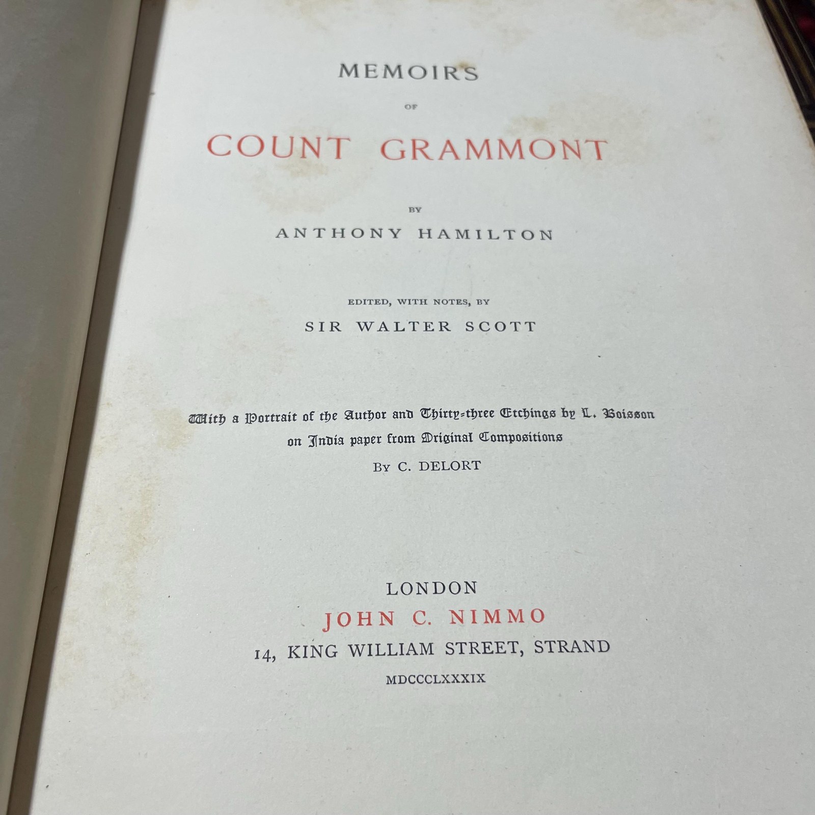 Memoirs of Count Grammont by Anthony Hamilton Edited, with notes, by Sir Walter Scott with a Portrait of the Author and thirty-three etchings by L. Boisson on India paper From original compositions by C. Delort — photograph 4.