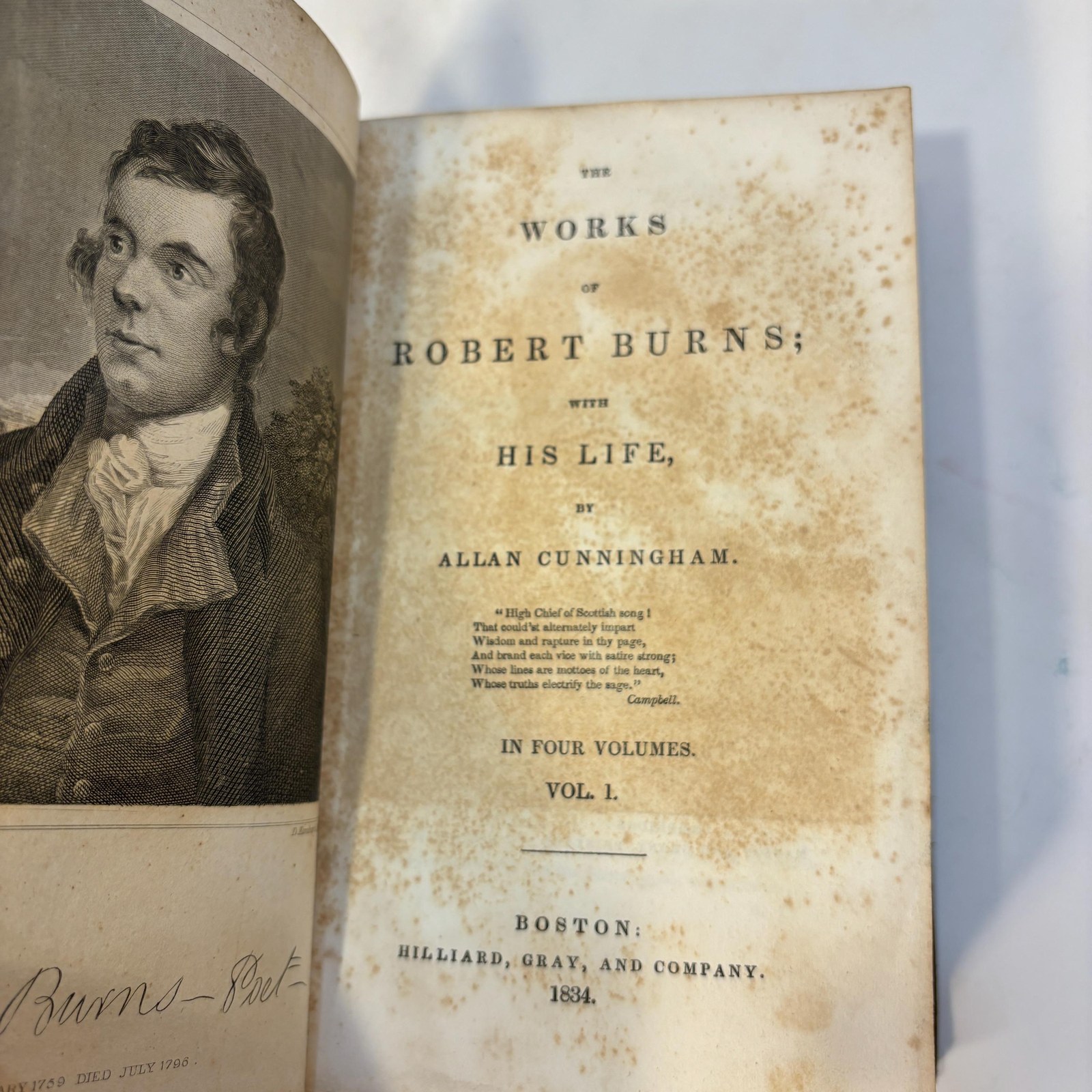 Works of Robert Burns with His Life bvy Allan Cunningham … in four volumes — photograph 2.