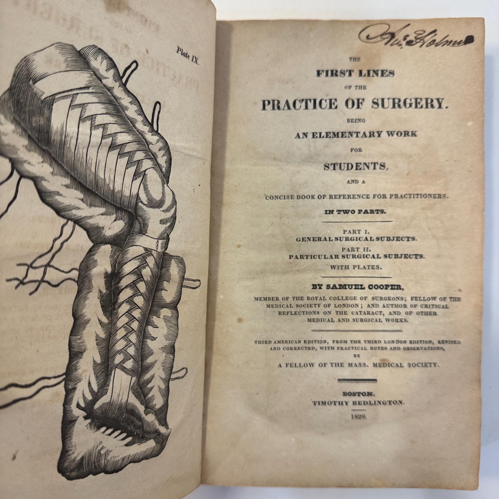 First Lines of the Practice of Surgery. Being an Elementary Work for Students, and a Concise Book of Reference for Practitioners. In Two Parts. Part I: General Surgical Subjects. Part II: Particular Surgical Subjects, With Plates. — photograph 2.