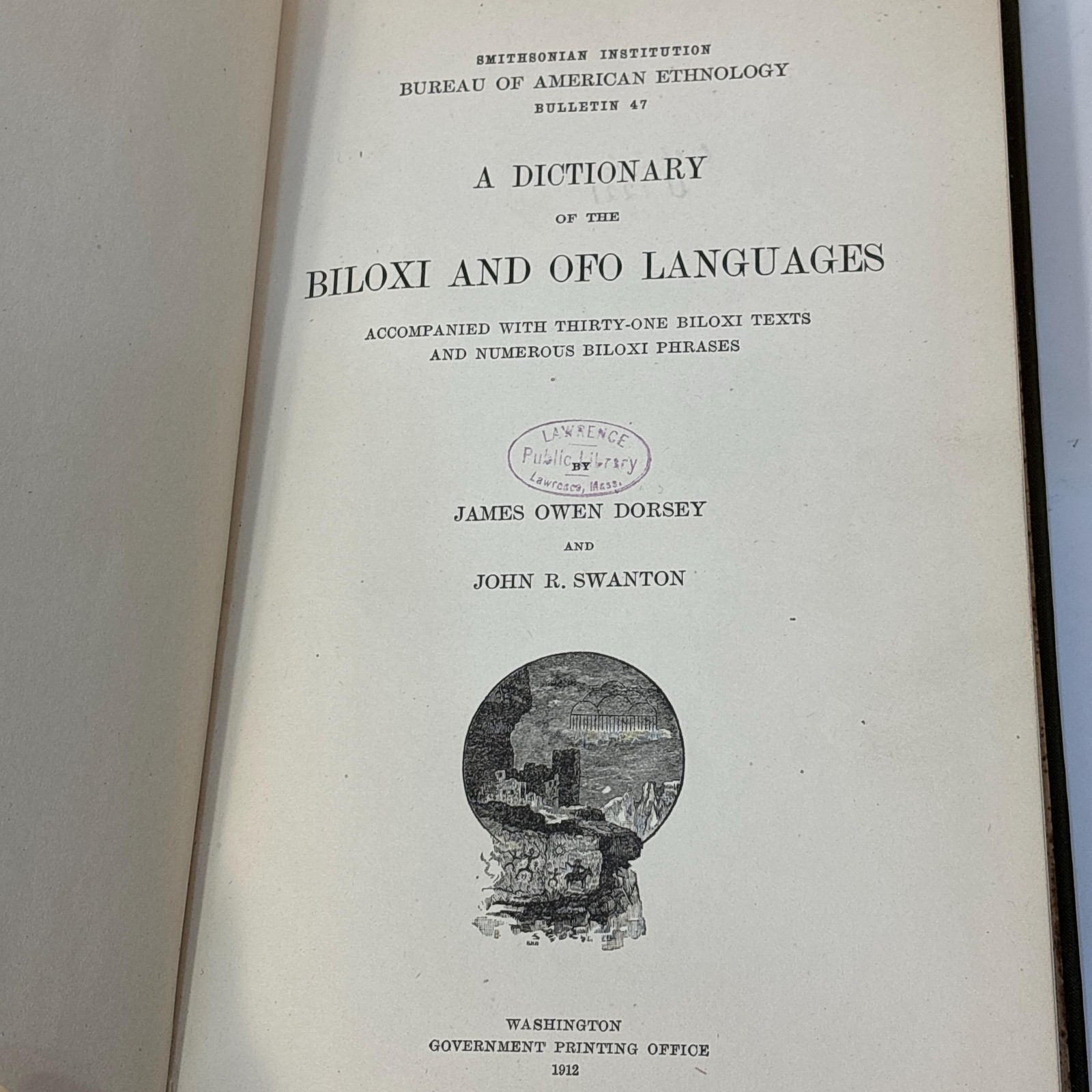 A Dictionary of The Biloxi and Ofo Languages Accompanied with Thirty-One Biloxi Texts and Numerous Biloxi Phrases. Smithsonian Institution Bureau of American Ethnology Bulletin 47. — photograph 2.