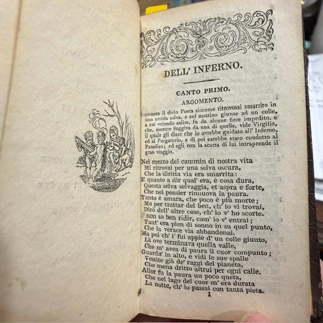 La Divina Commedia Di Dante; Dell' Inferno, Del Purgatorio, Del Paradiso in two small volumes, Italian language. — photograph 6.