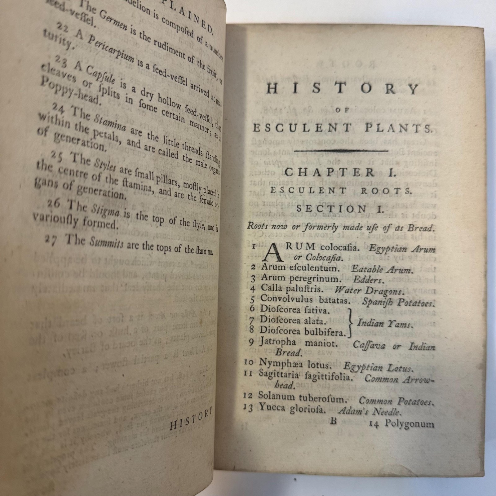 Flora Diaetetica: Or, History of Esculent Plants, Both Domestic and Foreign. In Which They are Accurately Described, and Reduced to Their Linnean Generic and Specific Names. With Their English annexed, and Ranged Under Eleven General Heads, viz. Roots, Shoots, Leaves, Flowers, Berries, Stone-Fruit, Apples, Legumens, Grain, Nuts, Funguses, and a Particular Account of The Manner of Using Them; Their Native Places of Growth; Their Several Varieties; and Physical Properties: Together with Whatever is Otherwise Curious, or Very Remarkable in each Species. The Whole so Methodized, as to Form a Short Introduction to the Science of Botany. First Edition. — photograph 6.