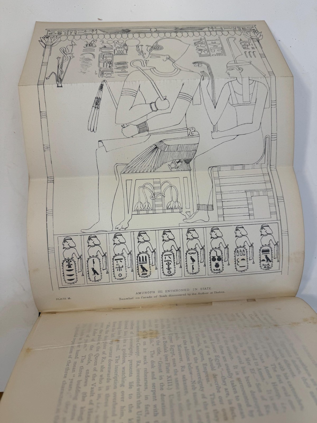 Funeral Tent of an Egyptian Queen, printed in colours, in Facsimile, From the author's drawings taken at Boulak together with the latest information regarding other Monuments and Discoveries. With translations of the hieroglyphic texts and explanatory notices of the arious Emblems. By Villiers Stuart, of Dromana, M.P. With numerous Illustrations. — photograph 7.