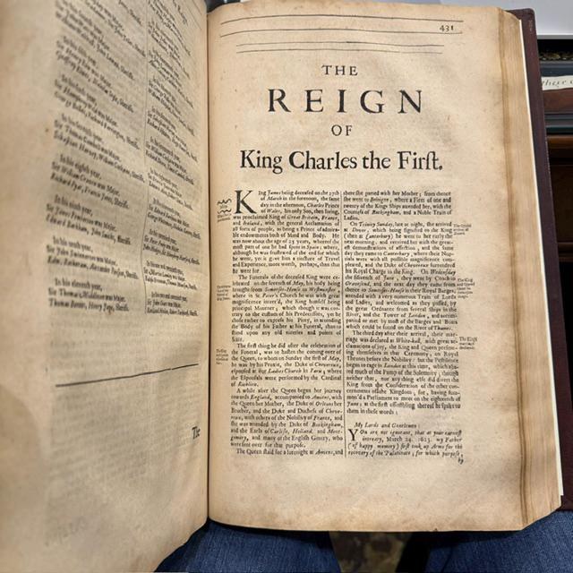 A Chronicle of The Kings of England. From The Time of The Romans Government, unto The Death of King James. Containing all Passages of State and Church, With All other Observations Proper for a Chronicle. Faithfully Collected out of Author's Ancient and Modern; and Digested into a Method. Whereunto is Added, The Reign of King Charles the First, and The First Thirteen Yeears of His Sacred Majesty, King Charles the Second, That Now Reigneth. In Which many Material Affairs of State, Never Before Published; and likewise the most Remarkable Occurrences relating to his Majesties Most Happy and Wonderful Restauration, by the Prudent Conduct, Under God, of George late Duke of Albemarle, Captain General of All His Majesties Armies. As They were extracted out of His Excellencies own Papers, and The Journals and Memorials of Those imploy'd in the most Important and Secret Transactions of That Time. All which Additions arte Revised in this Seventh Impression, and Freed from many Errors and Mistakes of The Former Editions. — photograph 8.