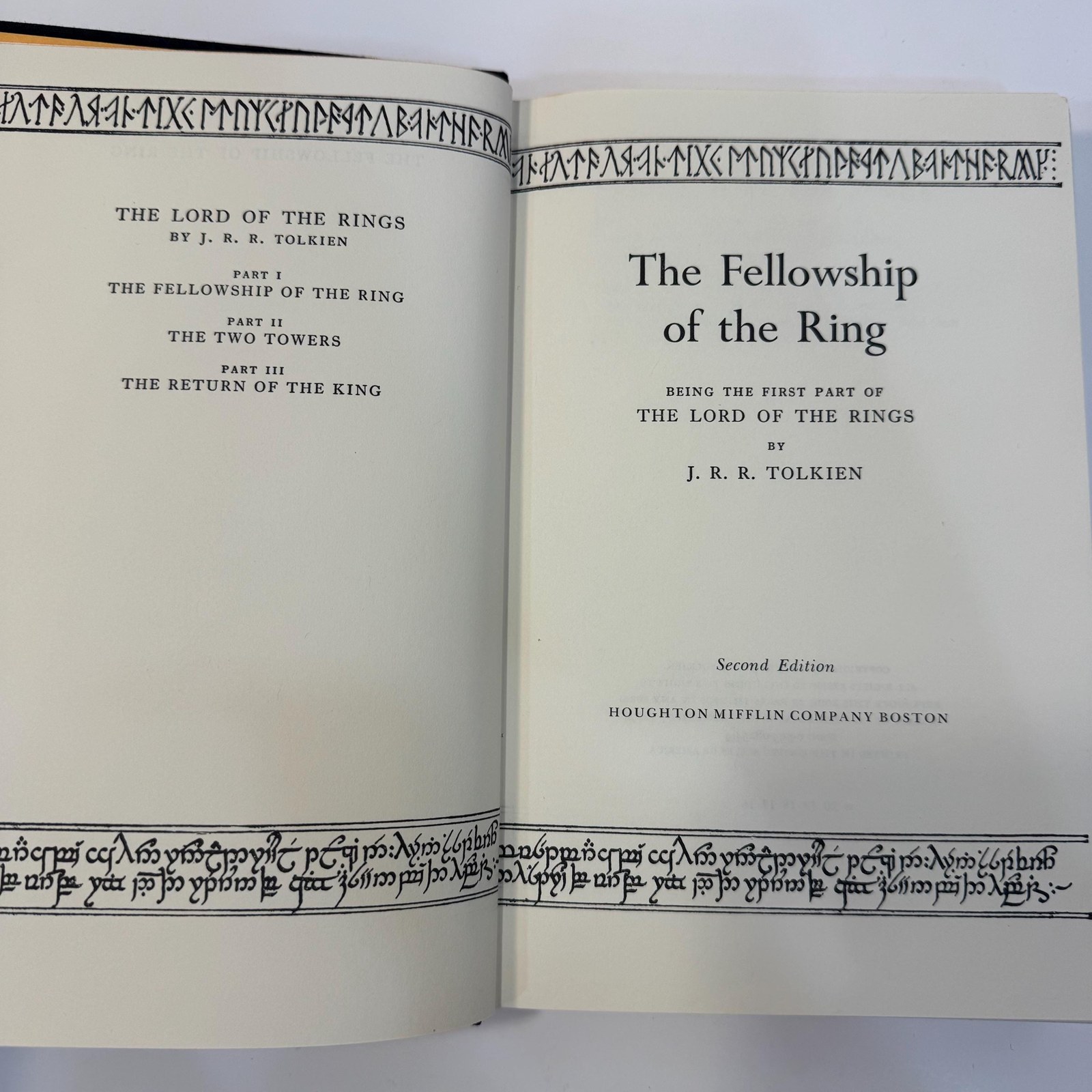 The Lord of The Rings Trilogy; The Fellowship of The Ring (16th), The Two Towers (15th), and The Return of The King (15th), Second Edition in Original Slipcase in Good Condition. BCE. — photograph 9.