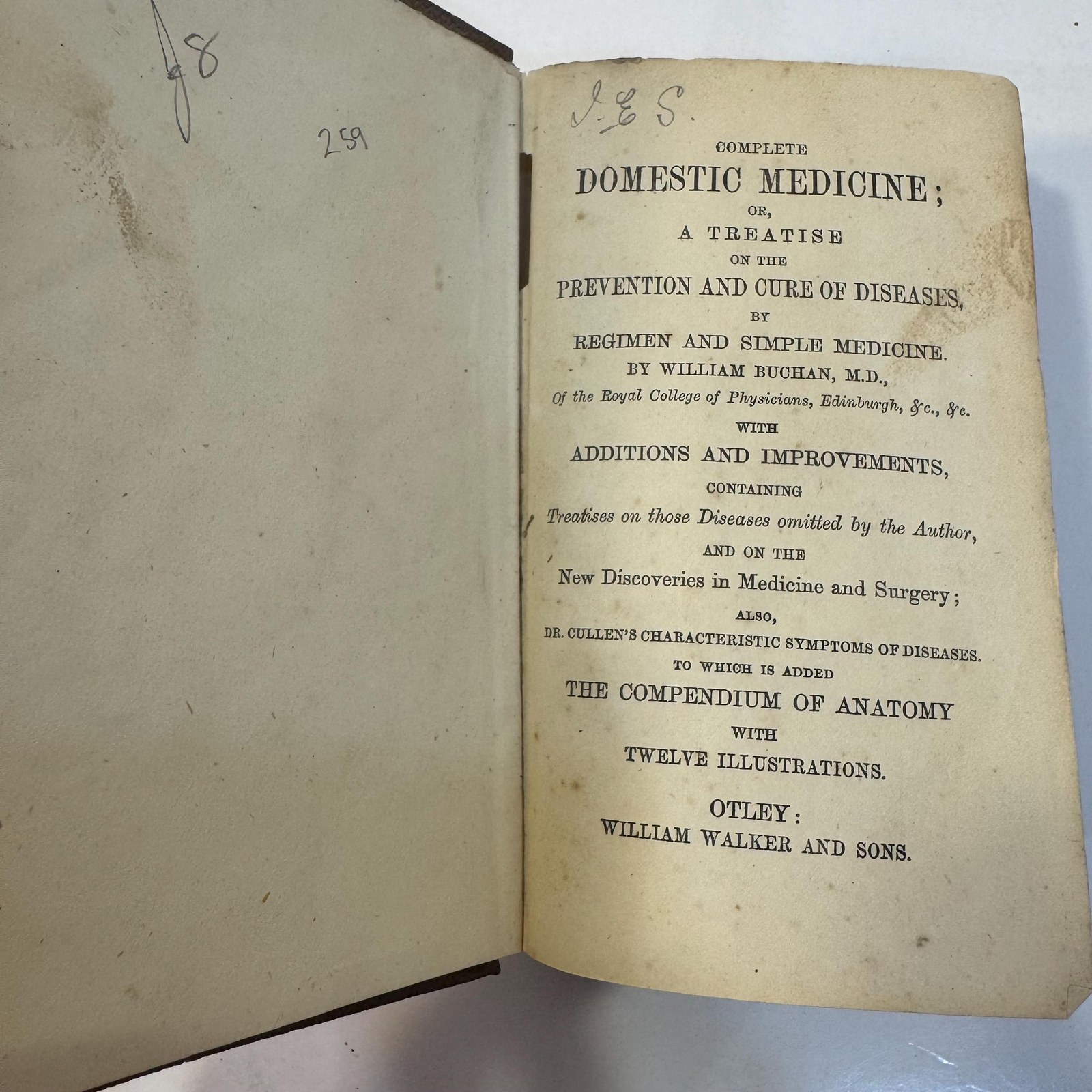 Complete Domestic Medicine; Or, A Treatise on the Prevention and Cure of Diseases, by Regimen and Simple Medicine. With Additions and Improvements Containing Treatises on Those Diseases Omitted by the Author, and on the New Discoveries in Medicine and Surgery; Also, Dr. Cullen's Characteristic Symptons of Diseases. To Which is Added The Compendium of Anatomy with Twelve Illustrations. — photograph 5.