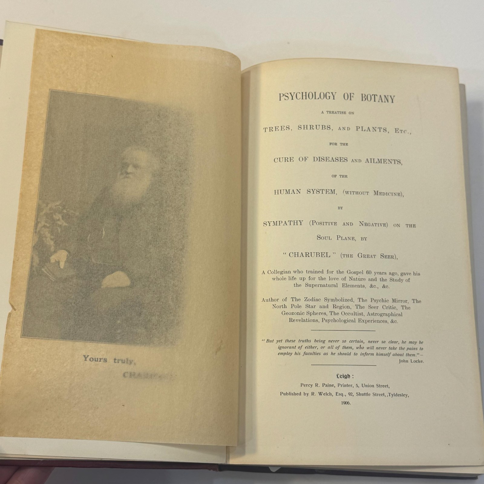 Psychology of Botany: A Treatise on Trees, Shrubs, and Plants, Etc., for the Cure of Diseases and Ailments of the Human System (Without Medicine), by Sympathy (Positive and Negative) on the Soul Plane — photograph 5.