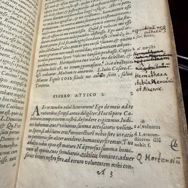 M. Tullii Ciceronis Epistolarum Ad Atticum, Libri XVI. Eiusdem Epistolarum Ad Q. Fratrem, Libri III. Incerti Auctoris Epistola Ad Octavium. Non Est Enim Ciceronis. T. Pomponii Attici Vita, Per Cornelium Nepotem. Ex Dionys. Lambini Emendatione. Translated: Marcus Tullius Cicero’s Letters to Atticus, in Sixteen Books; His Letters to His Brother Quintus, in Three Books; A Letter to Octavius by an Unknown Author, for It Is Not by Cicero; and The Life of Titus Pomponius Atticus, by Cornelius Nepos. From the Recension of Denis Lambin. — photograph 6.