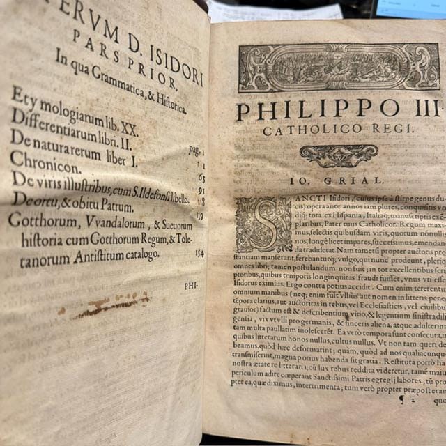 Divi Isidori Hispalensis Episcopi Opera, Philippi II Catholici Regis Iussu, e Vetustis Exemplaribus Emendata. Translated: The Works of Saint Isidore, Bishop of Seville, Corrected from Ancient Manuscripts by Order of Philip II, the Catholic King — photograph 3.