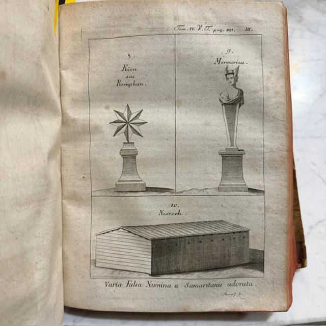 P. R. D. Augustini Calmet, Ordinis S. Benedicti, Congregationis SS. Vitoni et Hidulphi, Commentarius Literalis in Omnes Libros Veteris Testamenti, Latinis Literis Traditus a Joanne Dominico Mansi, Congregationis Clericorum Regularium Matris Dei, Lucensi. Editio Novissima ad Exemplar Parisiense Correcta. Translated: The Literal Commentary of the Reverend Father Dom Augustin Calmet, of the Order of Saint Benedict and the Congregation of Saints Vitonus and Hidulphus, on All the Books of the Old Testament, Rendered into Latin by Giovanni Domenico Mansi, of Lucca, of the Congregation of the Clerics Regular of the Mother of God. The Latest Edition, Corrected According to the Paris Edition. ***AND*** R. P. D. Augustini Calmet, Ordinis S. Benedicti, Congregationis SS. Vitoni et Hidulphi, Commentarius Literalis in Omnes Libros Novi Testamenti, Latinis Literis Traditus a Joanne Dominico Mansi, Congregationis Clericorum Regularium Matris Dei, Lucensi. Editio Novissima ad Exemplar Parisiense Correcta. Translated: The Literal Commentary of the Reverend Father Dom Augustin Calmet, of the Order of Saint Benedict and the Congregation of Saints Vitonus and Hidulphus, on All the Books of the New Testament, Rendered into Latin by Giovanni Domenico Mansi, of Lucca, of the Congregation of the Clerics Regular of the Mother of God. The Latest Edition, Corrected According to the Paris Edition. — photograph 7.