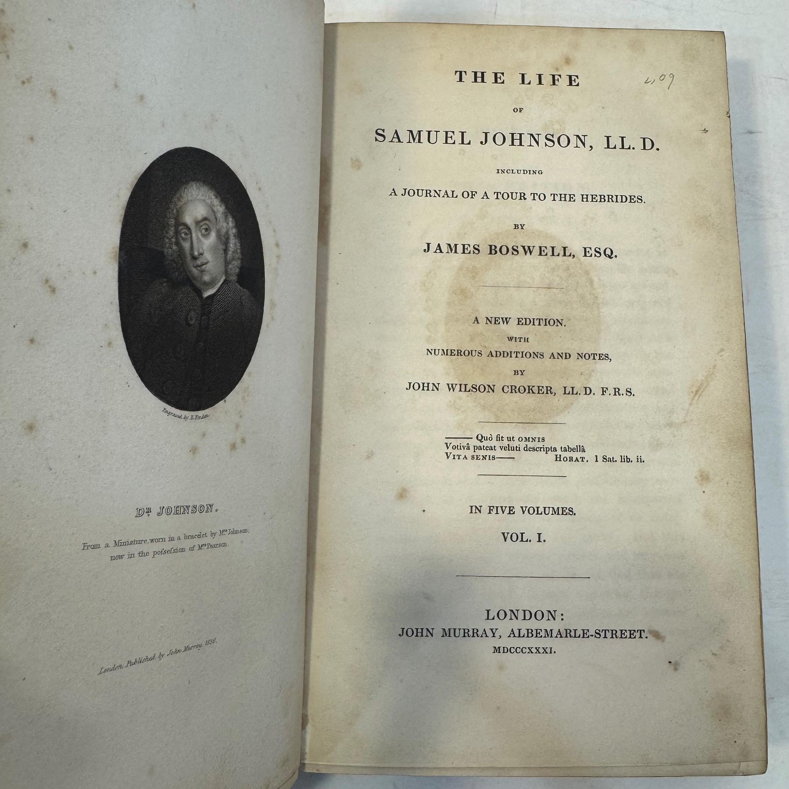 The Life of Samuel Johnson Including a Journal of a Tour to The Hebrides by James Boswell, 1831 — photograph 6.