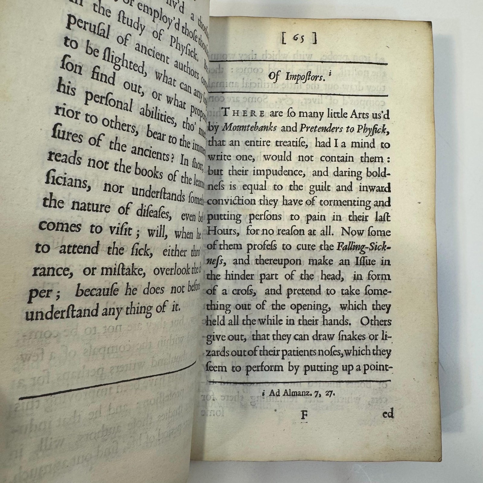 The History of Physick; From the Time of Galen, to The Beginning of The Sixteenth Century by Dr. J. Freind, 1725-6 | Two Vols, 1st Edition — photograph 10.