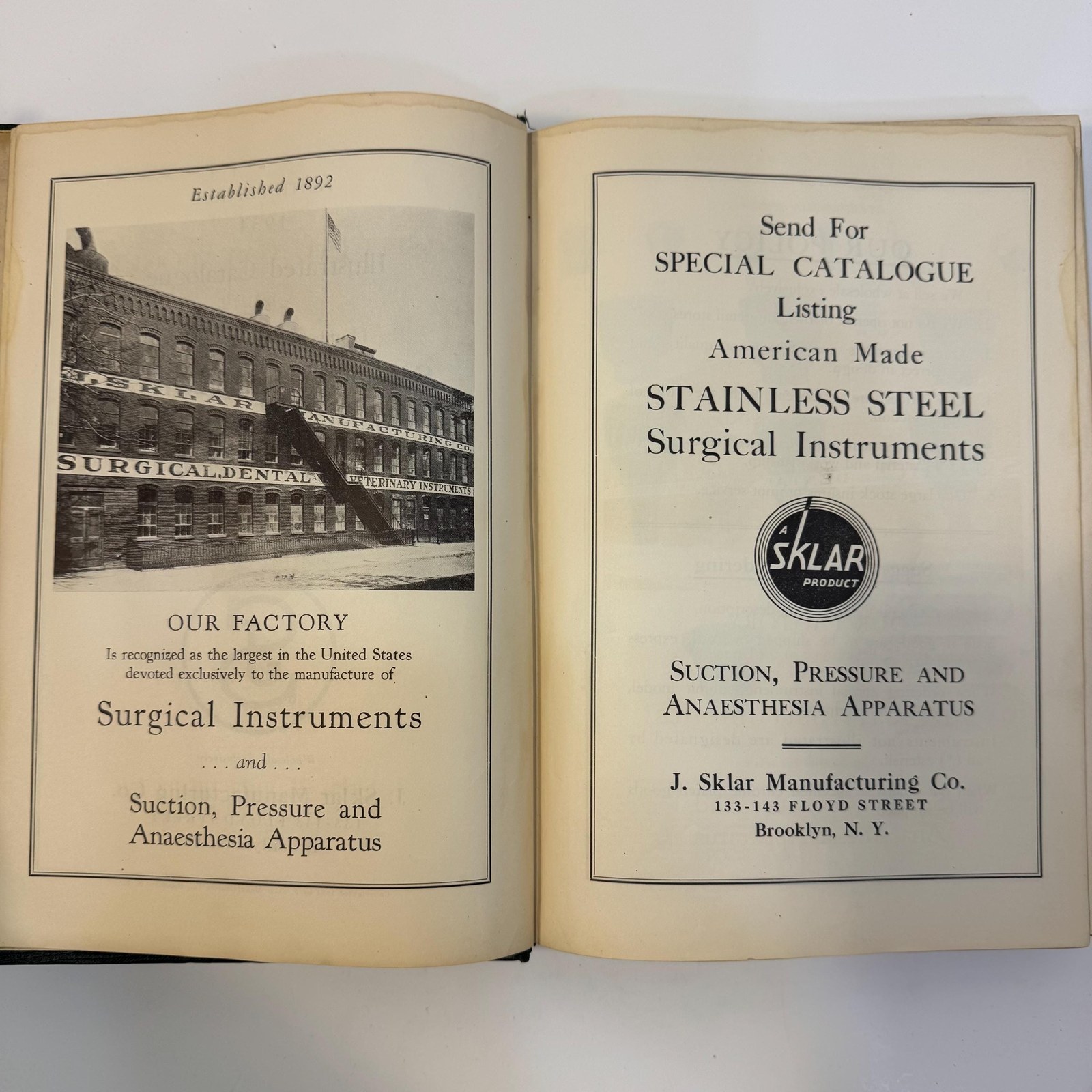 Illustrated Catalogue of Domestic & Imported Surgical Instruments: Suction, Pressure, etc. by J. Sklar Manufacturing Co | 10th Edition, 1934 — photograph 7.