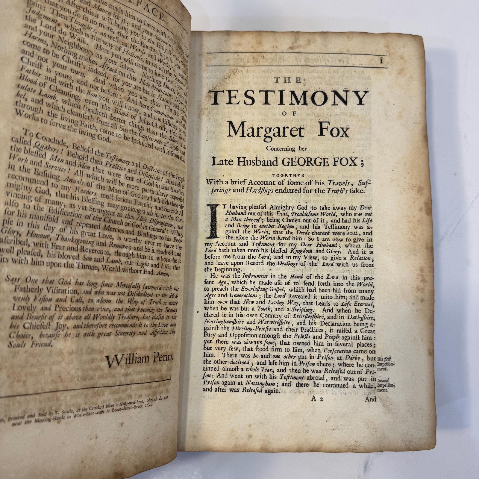 The Journal of George Fox: Travels, Sufferings & Christian Experiences, 1694 — photograph 8.