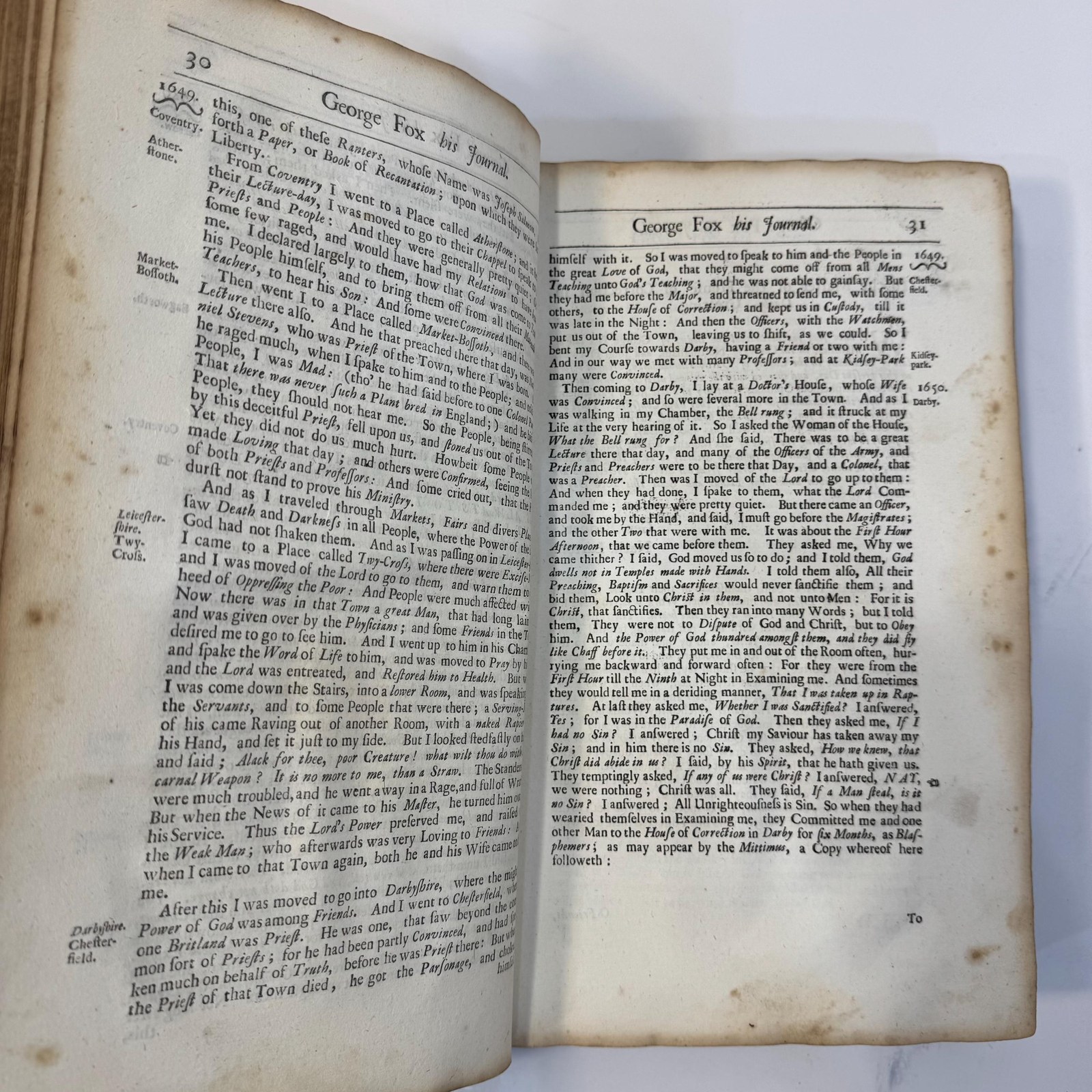The Journal of George Fox: Travels, Sufferings & Christian Experiences, 1694 — photograph 9.