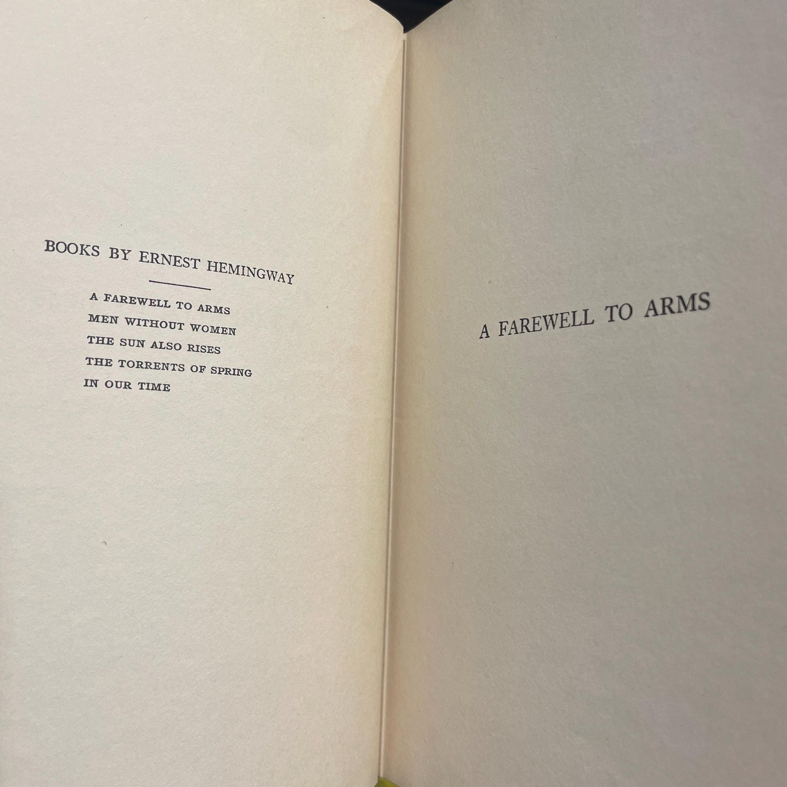 Farewell to Arms. First Edition, First Printing — photograph 3.