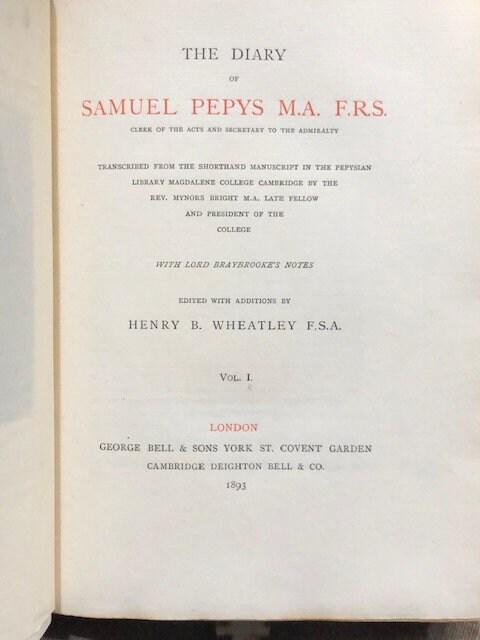 Diary of Samuel Pepys M.A. F.R.S. Clerk of the Acts and Secretary to the Admiralty — photograph 4.