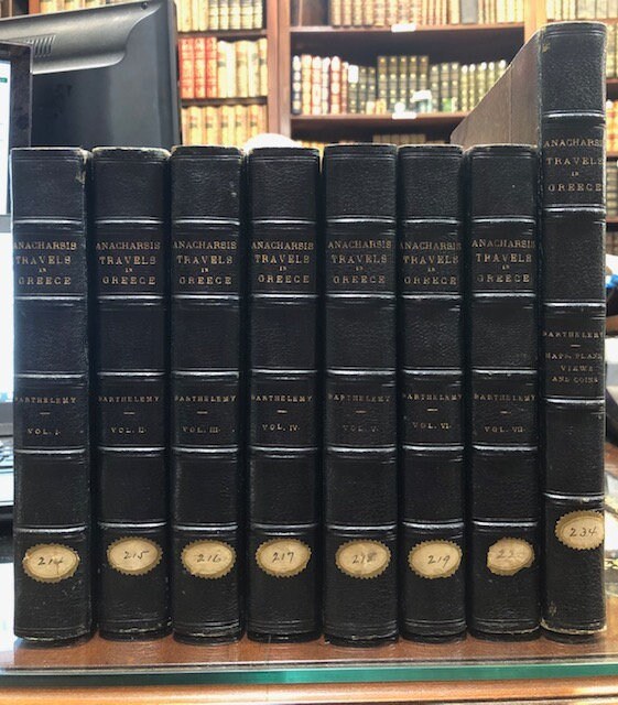 Travels of Anacharsis the Younger in Greece during the middle of the fourth century before the Christian aera. Translated From the French. In seven volumes. And an eighth, in quarto, containing Maps, Plans, Views, and Coins, illustrative of the Geography and Antiquities of Ancient Greece. — photograph 2.