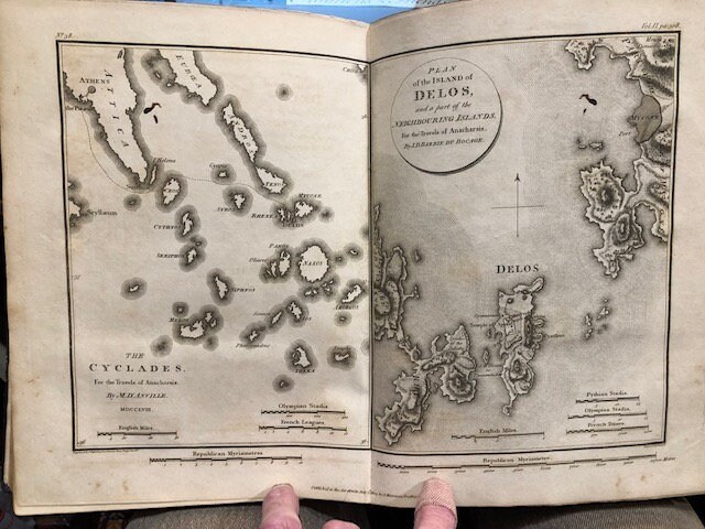 Travels of Anacharsis the Younger in Greece during the middle of the fourth century before the Christian aera. Translated From the French. In seven volumes. And an eighth, in quarto, containing Maps, Plans, Views, and Coins, illustrative of the Geography and Antiquities of Ancient Greece. — photograph 6.