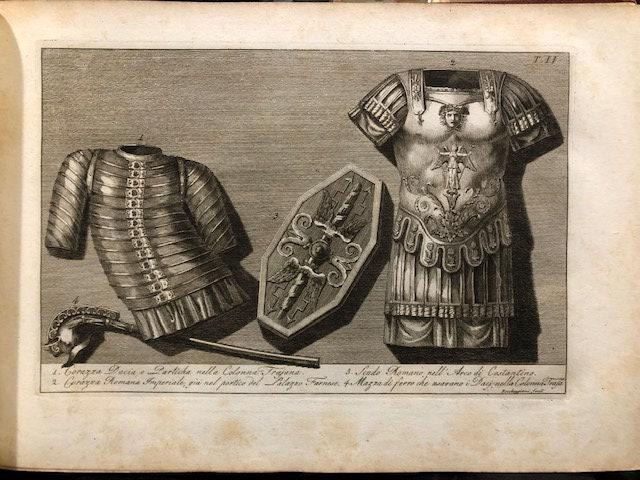 Raccolta di cento tavole rappresentanti i costumi religiosi, civile e militari degli antichi Egiziani, Etruschi, Greci e Romani, tratti dagli antichi monumenti per uso di professori delle belle arti disegnate ed incise in rame. Coll'aggiunta fine di varie dichiarazioni e d'un indice. // (Collection of one hundred tables representing the Theology, civil and military customs of the ancient Egyptians, Etruscans, Greeks and Romans, taken From ancient monuments for use by professors of fine arts designed and engraved in copper. With the fine addition of various declarations and an index.) — photograph 4.