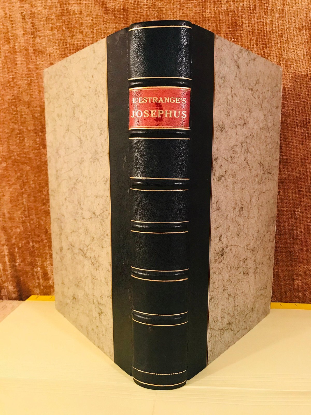Works of Flavius Josephus: translated into English by Sir Roger L'Estrange Knight. Viz. I. The Antiquities of the Jews, in twenty Books. II. Their Wars with the Romans, in Seven Books. III. The Life of Josephus written by himself. IV. His Book against Apion, in Defence of the Antiquities of the Jews, in Two Parts. V. The Martyrdom of the Maccabees. VI. Philo's Embassy From the Jews of Alexandria to Caius Caligula. : All carefully revised, and compared with the original Greek. : To which are added, Two Discourses, and several Remarks and Observations upon Josephus. Together with Maps, Sculptures, and Accurate Indexes. : The Sixth Edition : With the Addition of a New Map of Palestine, the Temple of Jerusalem, and the Geneology of Herod the Great ; taken from Villalpandus, Reland, &c. — photograph 8.