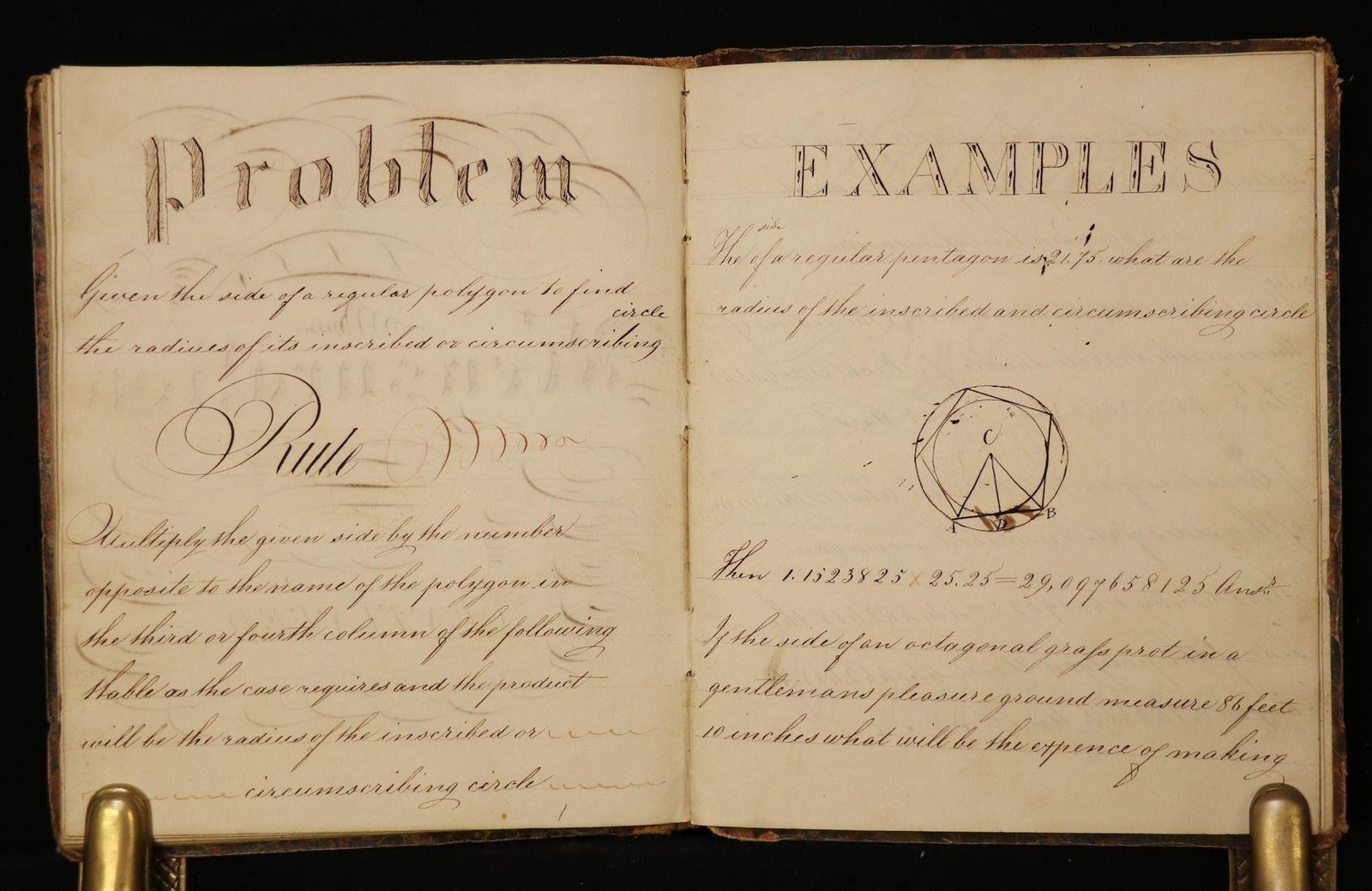 MANUSCRIPT. Mathematics Manuscript Work-Book. Signed and dated at rear: "Sam. Hansforth Book, Bellisle Near Leeds, Yorkshire," and dated 1831. — photograph 4.