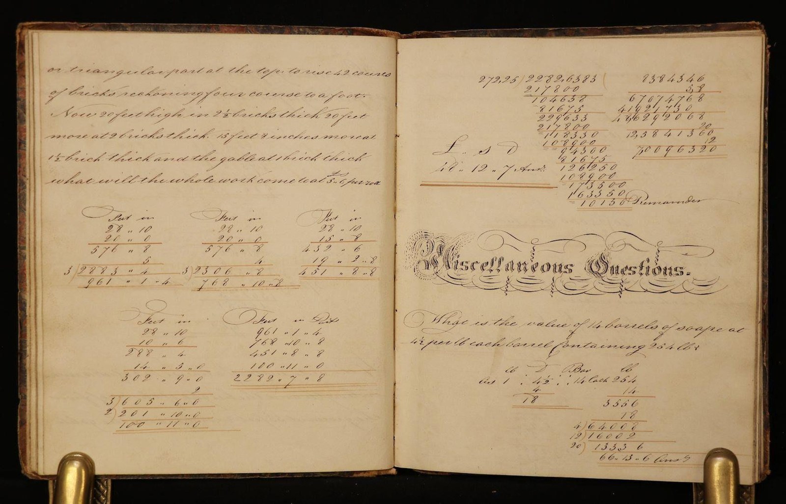 MANUSCRIPT. Mathematics Manuscript Work-Book. Signed and dated at rear: "Sam. Hansforth Book, Bellisle Near Leeds, Yorkshire," and dated 1831. — photograph 5.