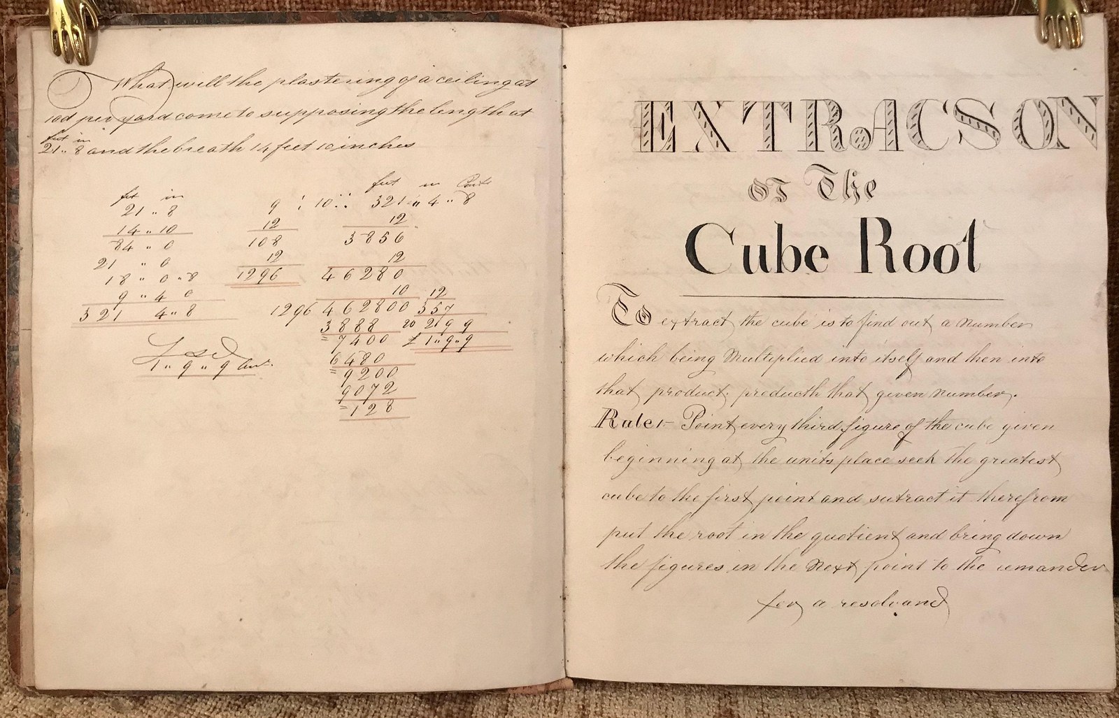 MANUSCRIPT. Mathematics Manuscript Work-Book. Signed and dated at rear: "Sam. Hansforth Book, Bellisle Near Leeds, Yorkshire," and dated 1831. — photograph 6.