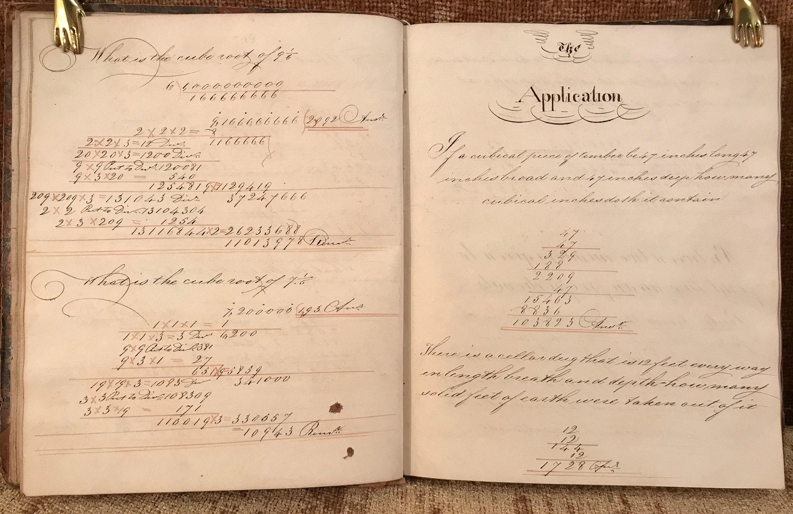 MANUSCRIPT. Mathematics Manuscript Work-Book. Signed and dated at rear: "Sam. Hansforth Book, Bellisle Near Leeds, Yorkshire," and dated 1831. — photograph 7.