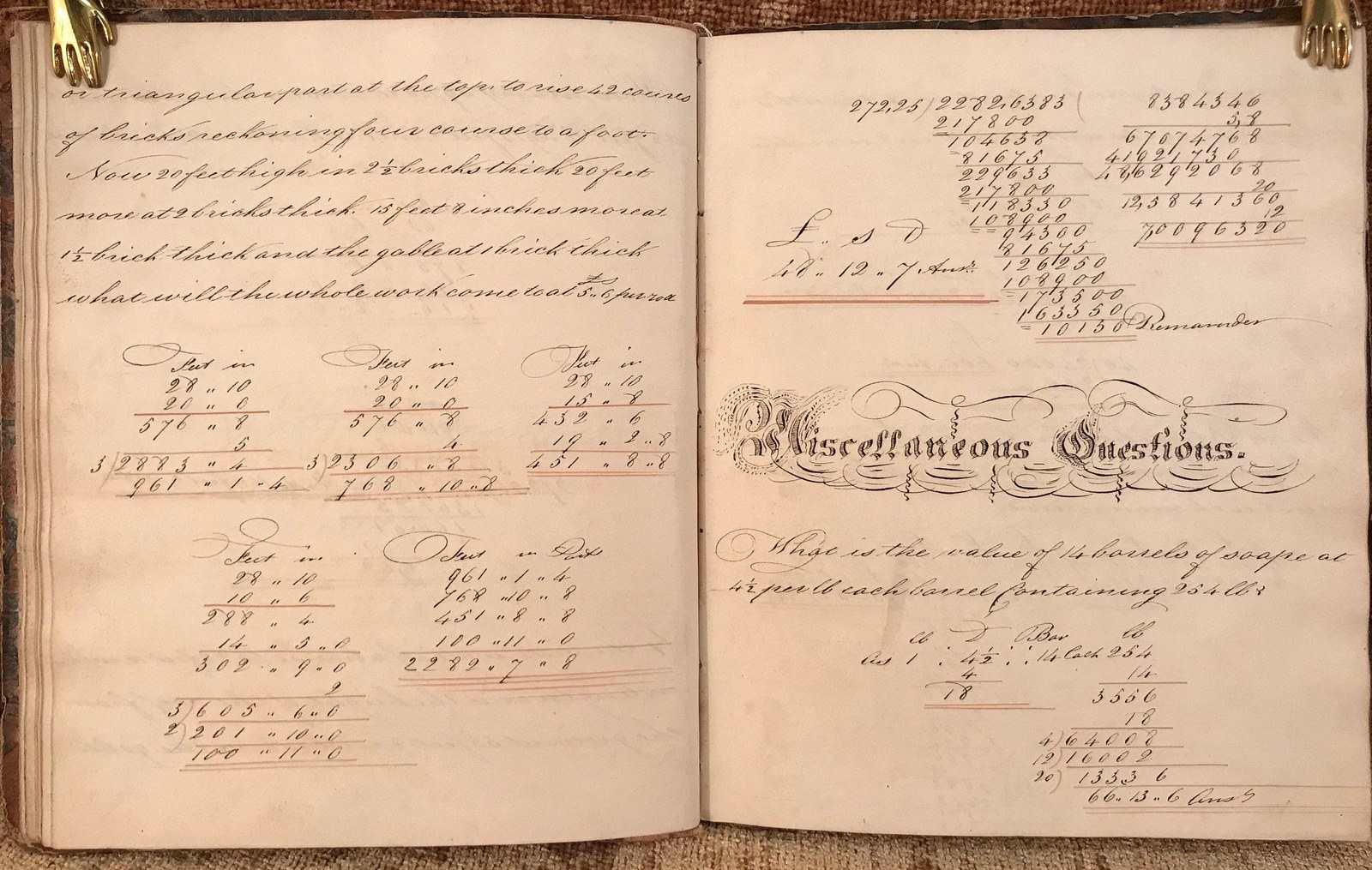MANUSCRIPT. Mathematics Manuscript Work-Book. Signed and dated at rear: "Sam. Hansforth Book, Bellisle Near Leeds, Yorkshire," and dated 1831. — photograph 8.