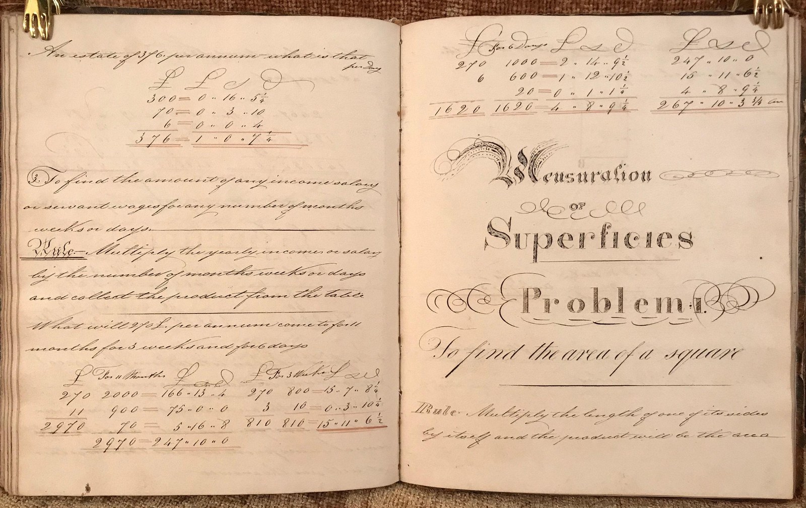 MANUSCRIPT. Mathematics Manuscript Work-Book. Signed and dated at rear: "Sam. Hansforth Book, Bellisle Near Leeds, Yorkshire," and dated 1831. — photograph 9.
