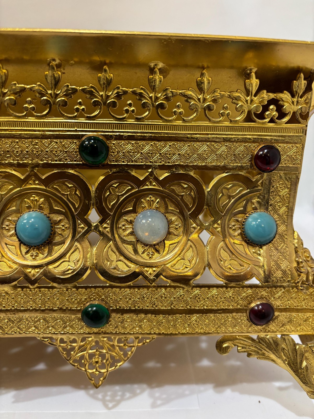 Orthodox ceremonial tabletop adjustable bookstand with semi-precious stones — photograph 5.