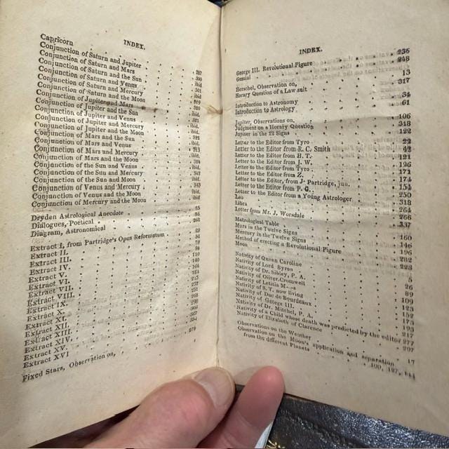 The Spirit of Patridge; or, The Astrologer's Pocket Companion, and General Magazine: Including the First part of Partridges's Pous Reformatum, with Eleven Curious Nativities; Biographical Memoirs of Prominent Men; Observations on the New Planet Herschel, from Practice, with other valuable remarks on astrology not extent, and astrological tables. — photograph 7.