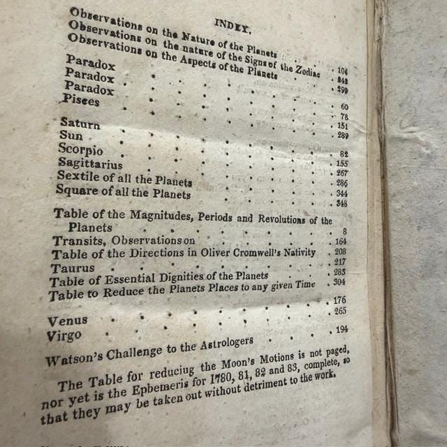 The Spirit of Patridge; or, The Astrologer's Pocket Companion, and General Magazine: Including the First part of Partridges's Pous Reformatum, with Eleven Curious Nativities; Biographical Memoirs of Prominent Men; Observations on the New Planet Herschel, from Practice, with other valuable remarks on astrology not extent, and astrological tables. — photograph 8.