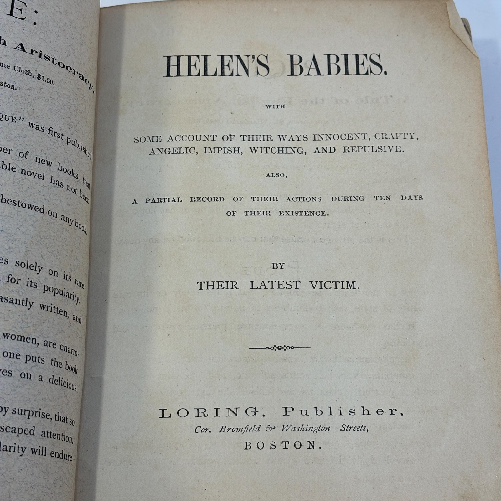 Helen's Babies, with Some Account of Their Ways, Innocent, Crafty, Angelic, Impish, WITCHING, and Repulsive. Also, a Partial Record of their Actions during Ten Days of their Existence — photograph 2.