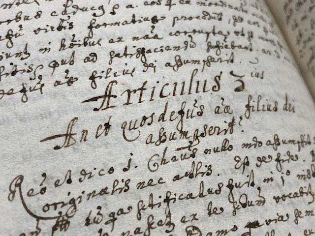 MANUSCRIPT. Commentarius in I(mam) II(dae) D. Thomas Aquinatis TRANLATION: Commentary on The First and Second Parts of Thomas Aquinas ('s Summa Theologica) — photograph 6.