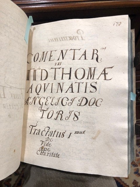 MANUSCRIPT. Commentarius in I(mam) II(dae) D. Thomas Aquinatis TRANLATION: Commentary on The First and Second Parts of Thomas Aquinas ('s Summa Theologica) — photograph 7.