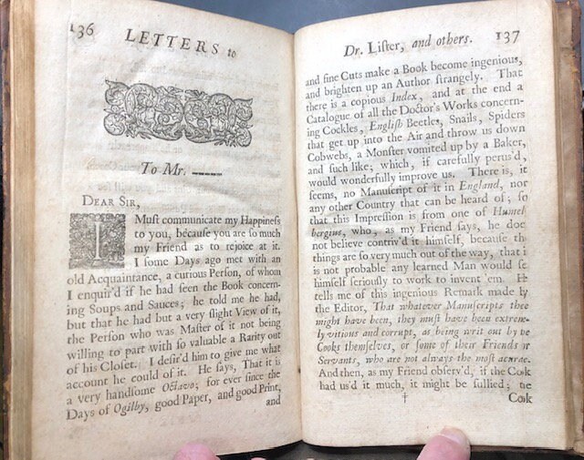 The Art of Cookery, an Imitation of Horace's Art of Poetry. With Some Letters to Dr. Lister, and Others: Occasion'd Principally by the Title of a Book Publish'd by the Doctor, being the Works of Apicius Caelius, Concerning the Soups and Sauces of the Antients. With an Extract of the greatest Curiosities contain'd in that Book. To which is added, Horace's Art of Poetry, in Latin. By the author of the Journey to London. Humbly inscrib'd to the Honourble Beef Steak Club. — photograph 7.