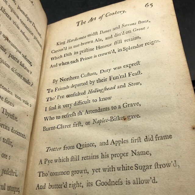 The Art of Cookery, an Imitation of Horace's Art of Poetry. With Some Letters to Dr. Lister, and Others: Occasion'd Principally by the Title of a Book Publish'd by the Doctor, being the Works of Apicius Caelius, Concerning the Soups and Sauces of the Antients. With an Extract of the greatest Curiosities contain'd in that Book. To which is added, Horace's Art of Poetry, in Latin. By the author of the Journey to London. Humbly inscrib'd to the Honourble Beef Steak Club. — photograph 8.