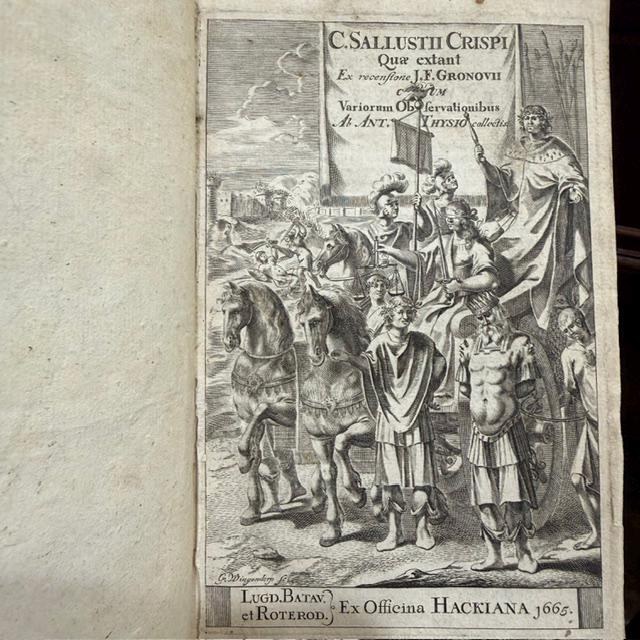 C. Sallustii Crispi Quae Extant Ex Recensione J.F. Gronoii Cum Variorum Observationibus Ab Ant. Thysio Collectis. Translated from Latin" The Works of C. Sallustius Crispus that Exist, From the Edition of J.F. Gronovius, With Various Observations Collected by Antonius Thysius" — photograph 2.