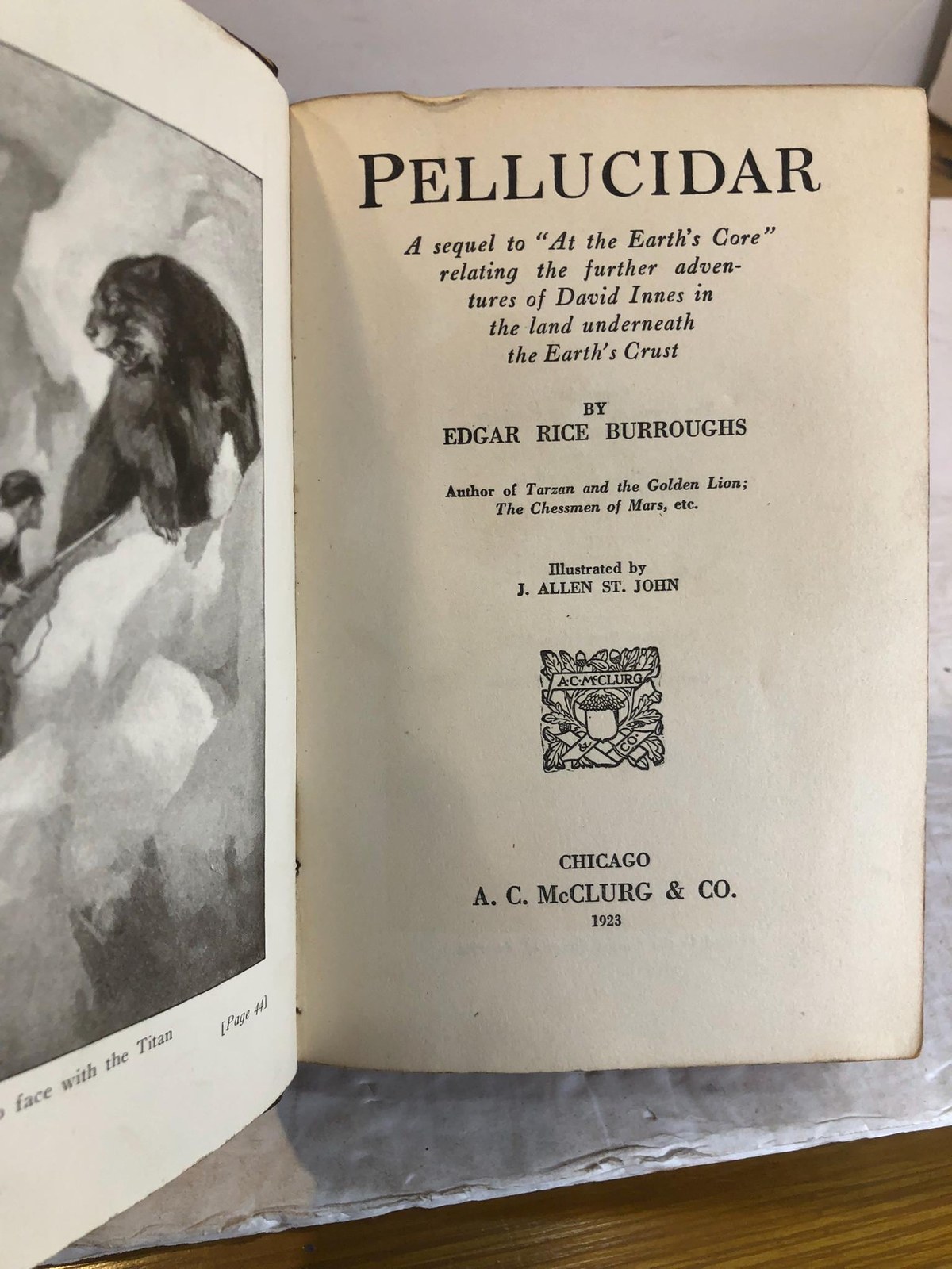First Two Volumes of Edgar Rice Burroughs Pellucidar Series; At The Earth's Core, Pellucidar — photograph 2.