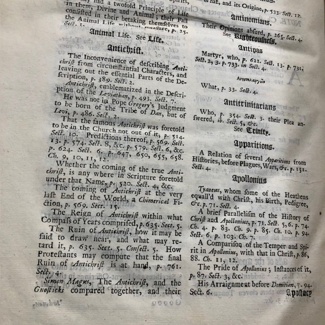 The Theological Works of The Most Pious and Learned Henry More, D.D. Sometime Fellow of Christ's College in Cambridge. Containing An Explanation of the Grand Mystery of Godliness; An Enquiry into the Mystery of Iniquity. In Two Parts; A Prophetical Exposition of The Epistles to the Seven Churches in Asia; A Discourse of the Grounds of Faith in Points of Religion; An Antidote against Idolatry; An Appendix to the Antidote against Idolatry. To Which are adjoin'd, some Divine Hymns. According to the Author's Improvements in his Latin Edition. — photograph 9.