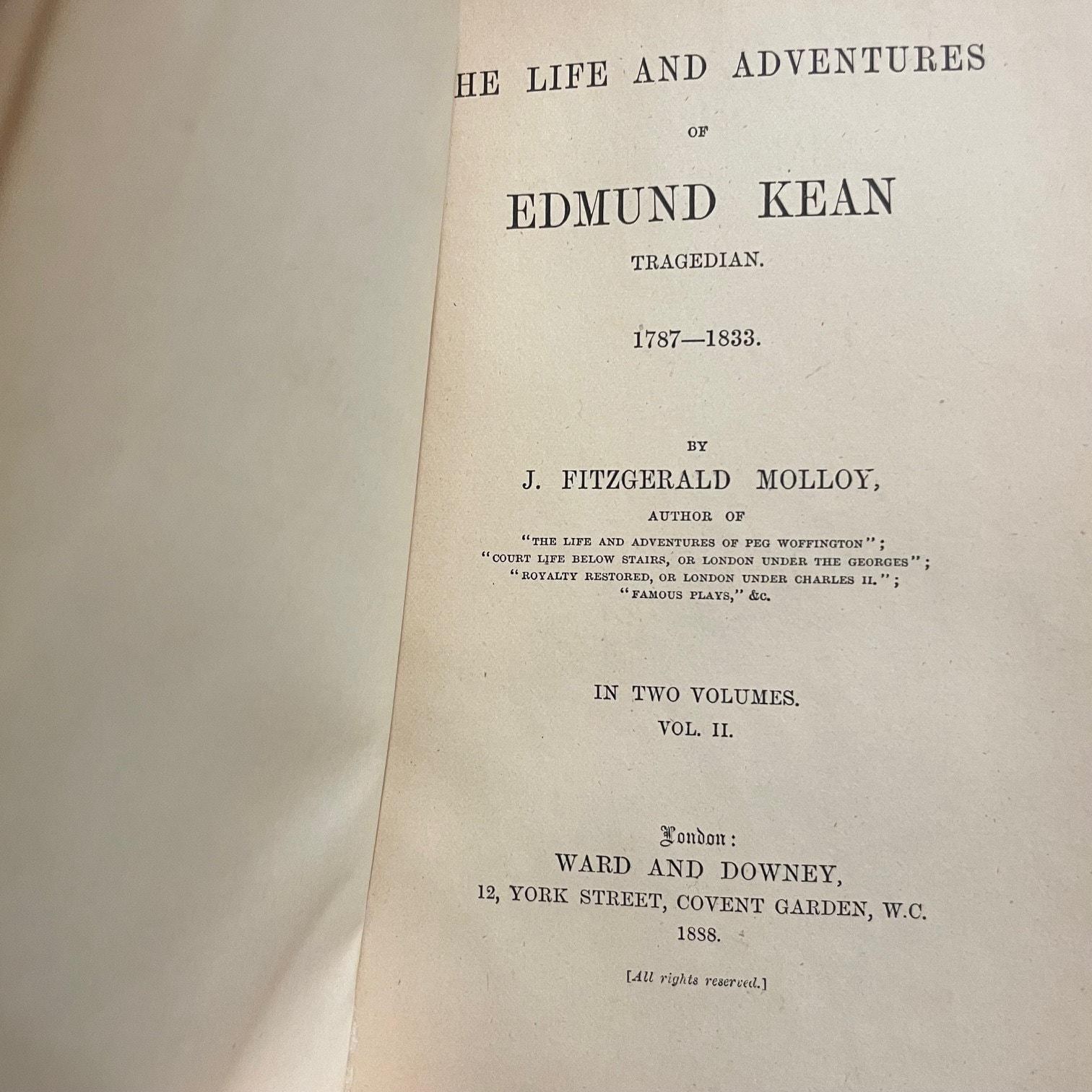 The Life and Adventures of Edward Kean Tragedian. 1787-1833. In Two Volumes — photograph 7.