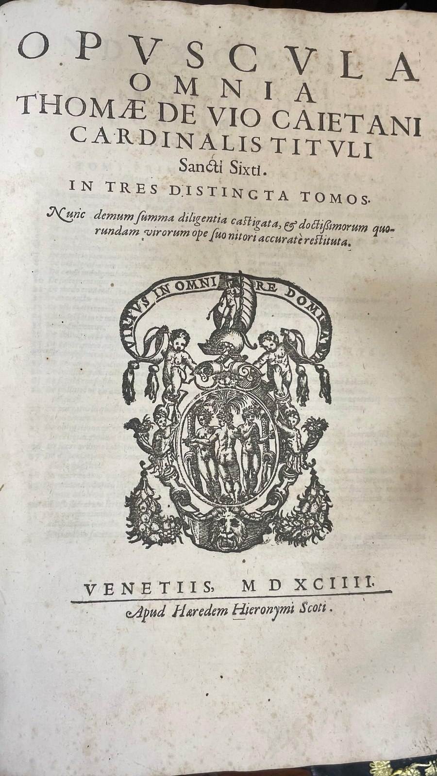 Jus Canonicum Universum, Clara Methodo Juxta Titulos Quinque Librorum Decretalium in Quaestiones distributum, Solidisque Responsionibus, & Objectionum Solutionibus dilucidatum. Tomus Primus. Editio Secunda. Multo correctior & auctior, praesertim quoad novissimum Tractatum de Regulis Juris. Translated from Latin: Complete Canon Law, Clearly Arranged According to the Titles of the Five Books of Decretals, Divided into Questions, and Clarified with Solid Responses and Solutions to Objections. Volume One. Second Edition. Much Corrected and Enlarged, Especially Regarding the Latest Treatise on the Rules of Law. 6 books in 3 volumes. — photograph 6.