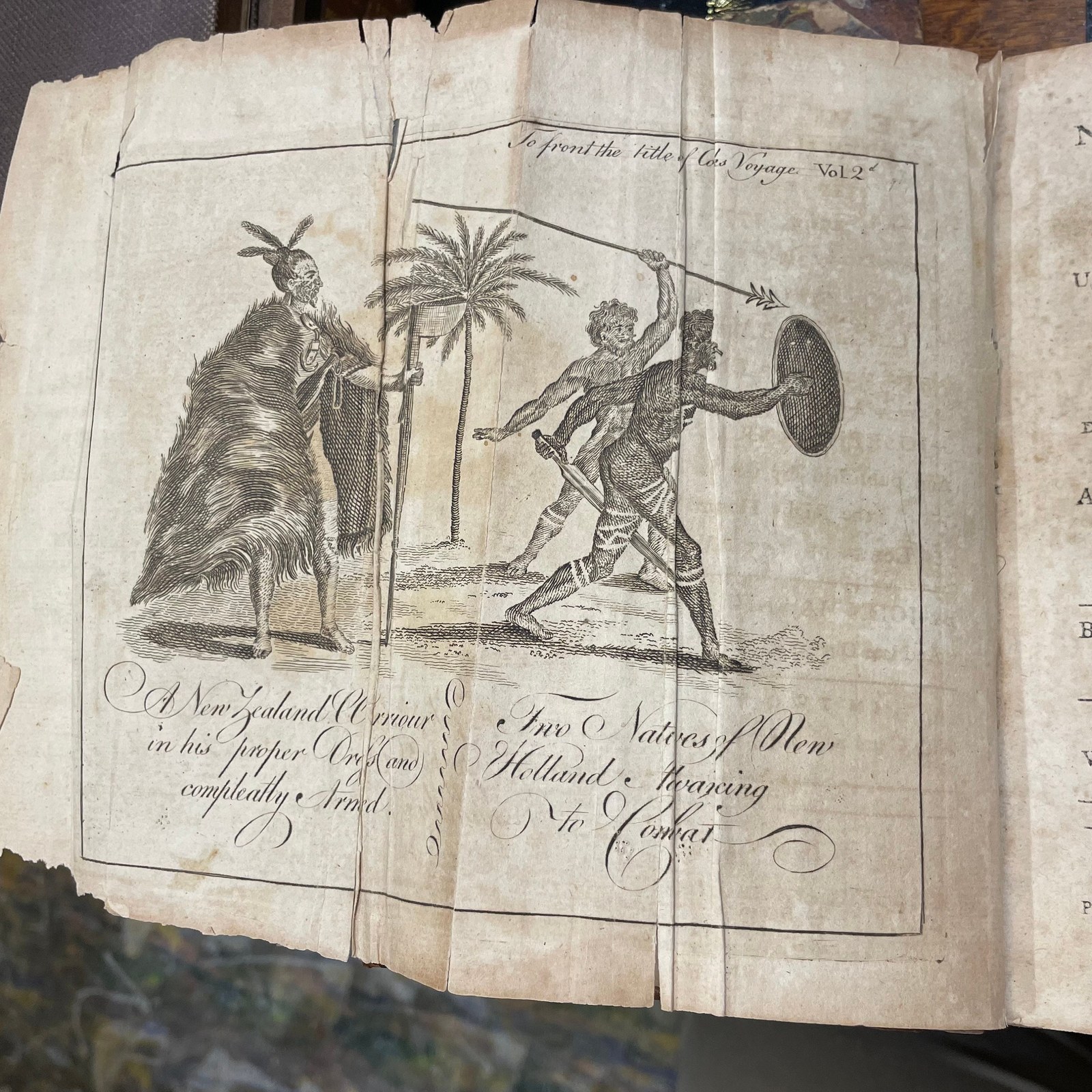 The New Voyage, Round The World, In the Years 1768, 1769, 1770 and 1771; Underrtaken by Order of his Present Majesty, Performed by Captain James Cook, In The Ship Endeavour, Drawn up from his own Journal, and from the Papers of Joseph Banks, Esq. and Published by the special Direction of The Right Honourable the Lords of The Admiralty. In Two Volumes (Vol.II Only) With Cutts and a Map of the Whole Navigation. (1 folding plate as frontispiece) — photograph 7.