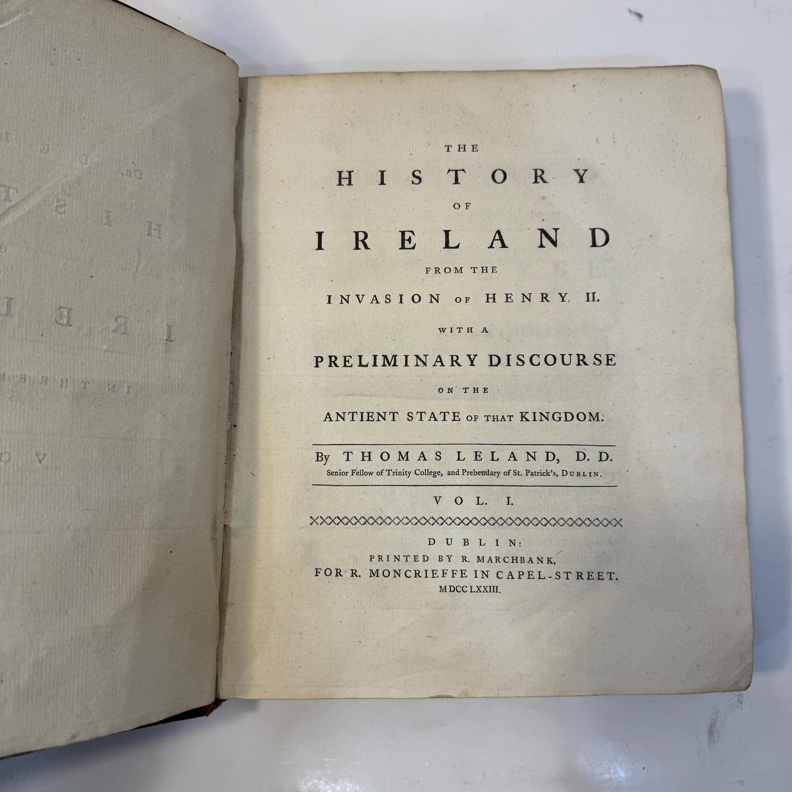 The History of Ireland From the Invasion of Henry II. With a Preliminary Discourse on The Ancient State of That Kingdom. 3 volumes. — photograph 10.