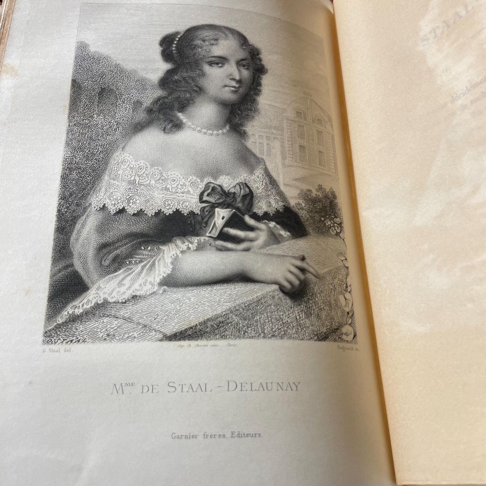 Nouvelle Galerie de Femmes Celebres Tiree Des Causeries Du Lundi, Des Portraits Litteraires, Etc. Par M. Sainte-Beuve De L'Academie Francaise. Illustree De Portraits Graves Au Burin Par MM. Regnault, Massard, Nargeot, Geoffrey et Delannoy D'Apres Le Dessins De M.G. Staal. Translated from French: New Gallery of Famous Women, Taken from the "Monday Conversations," the "Literary Portraits," Etc. by M. Sainte-Beuve of the French Academy. Illustrated with Engraved Portraits by Messrs. Regnault, Massard, Nargeot, Geoffrey, and Delannoy, Based on Drawings by M.G. Staal. — photograph 10.