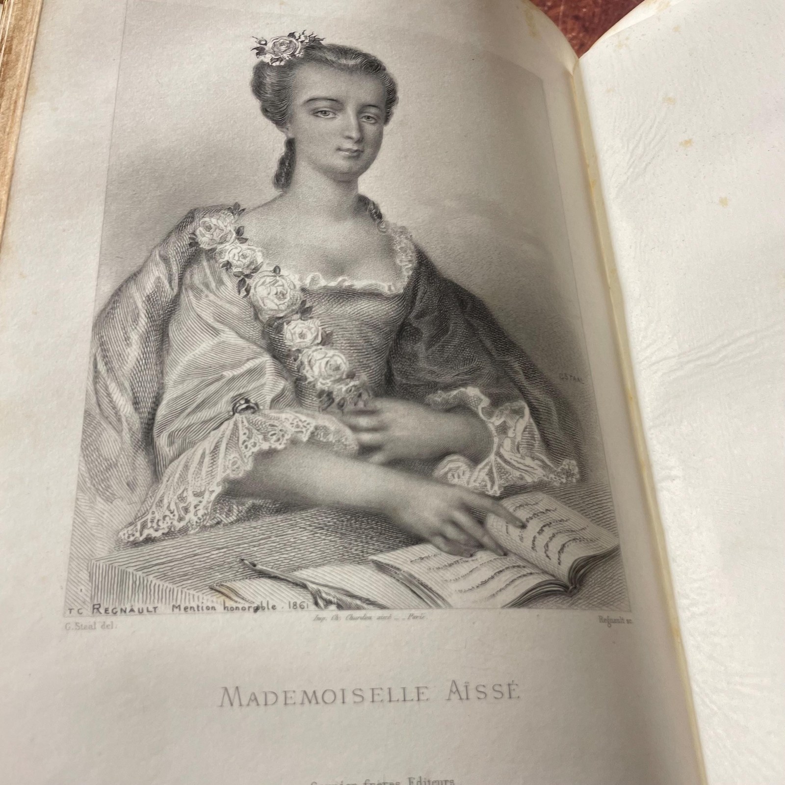 Nouvelle Galerie de Femmes Celebres Tiree Des Causeries Du Lundi, Des Portraits Litteraires, Etc. Par M. Sainte-Beuve De L'Academie Francaise. Illustree De Portraits Graves Au Burin Par MM. Regnault, Massard, Nargeot, Geoffrey et Delannoy D'Apres Le Dessins De M.G. Staal. Translated from French: New Gallery of Famous Women, Taken from the "Monday Conversations," the "Literary Portraits," Etc. by M. Sainte-Beuve of the French Academy. Illustrated with Engraved Portraits by Messrs. Regnault, Massard, Nargeot, Geoffrey, and Delannoy, Based on Drawings by M.G. Staal. — photograph 5.