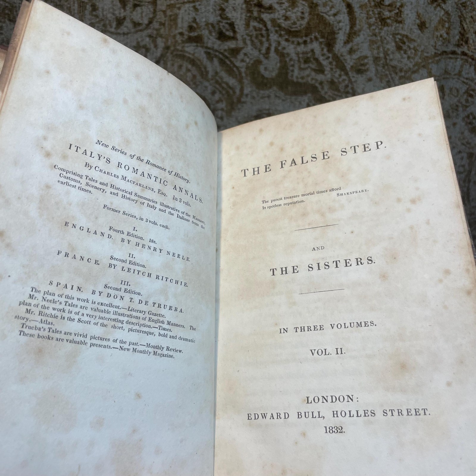 The False Step. And The Sisters. In Three Volumes (2 of 3, lacking Vol.I) — photograph 7.