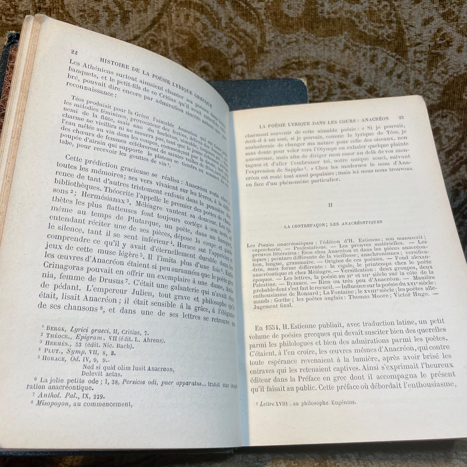 Histoire De La Poésie Lyrique Grecque Par E. Nageotte Professeur De Littérature Ancienne À La Faculté Des Lettres De Besançon. Translated: History Of Greek Lyric Poetry By E. Nageotte Professor Of Ancient Literature At The Faculty Of Letters Of Besançon. (2 volumes) — photograph 8.